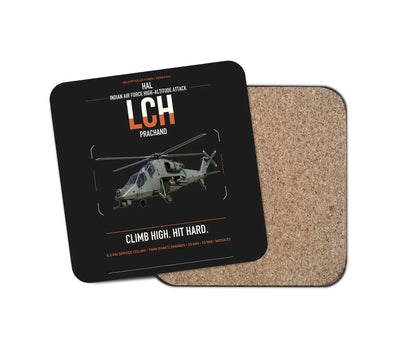 HAL LCH Prachand design on black 1 piece coaster