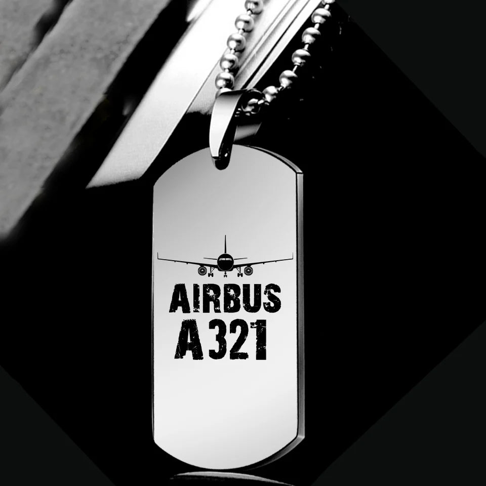 Side view of Airbus A321 & Plane aviation necklace in polished metal, polished finish.