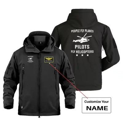 People Fly Planes Pilots Fly Helicopters Military Jackets (Customizable) aviation design printed on heavy cotton shell with f.