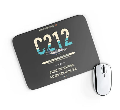 Airbus C212 Maritime Surveillance Aircraft design on black rectangle mouse pad