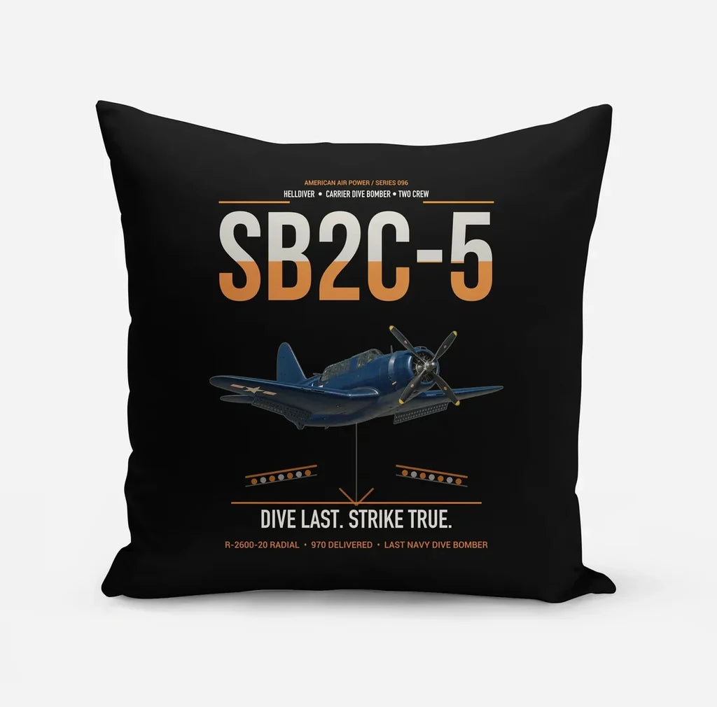 SB2C-5 Helldiver design on black pillow
