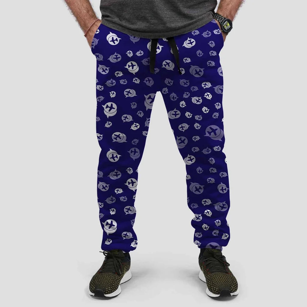 Airplane Notification Theme aviation design on soft cotton blend 3D-printed sweatpants.