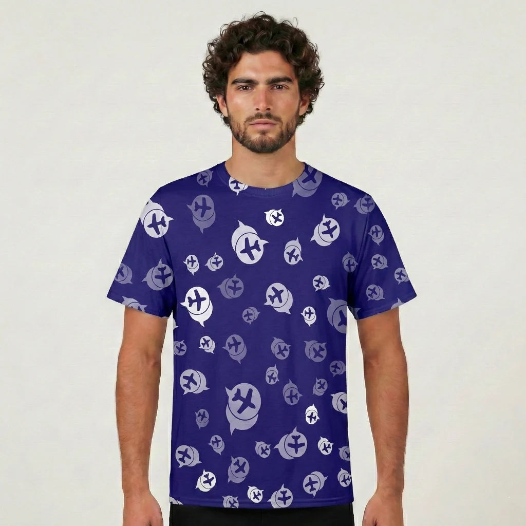 Airplane Notification Theme aviation design printed on soft cotton 3D-print T-shirt.