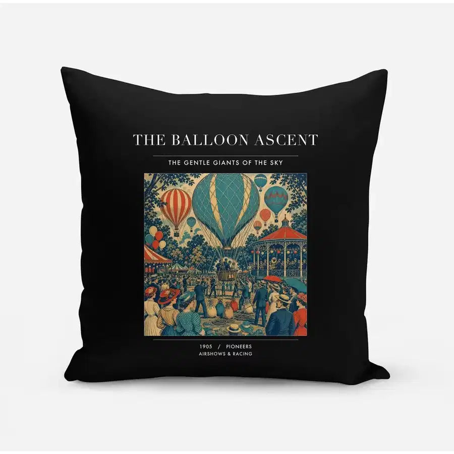 VINTAGE G4011 - The Balloon Ascent - Designed Pillows design on black
