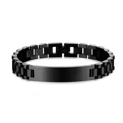 NO aviation chain bracelet, stainless steel body with engraved detail.