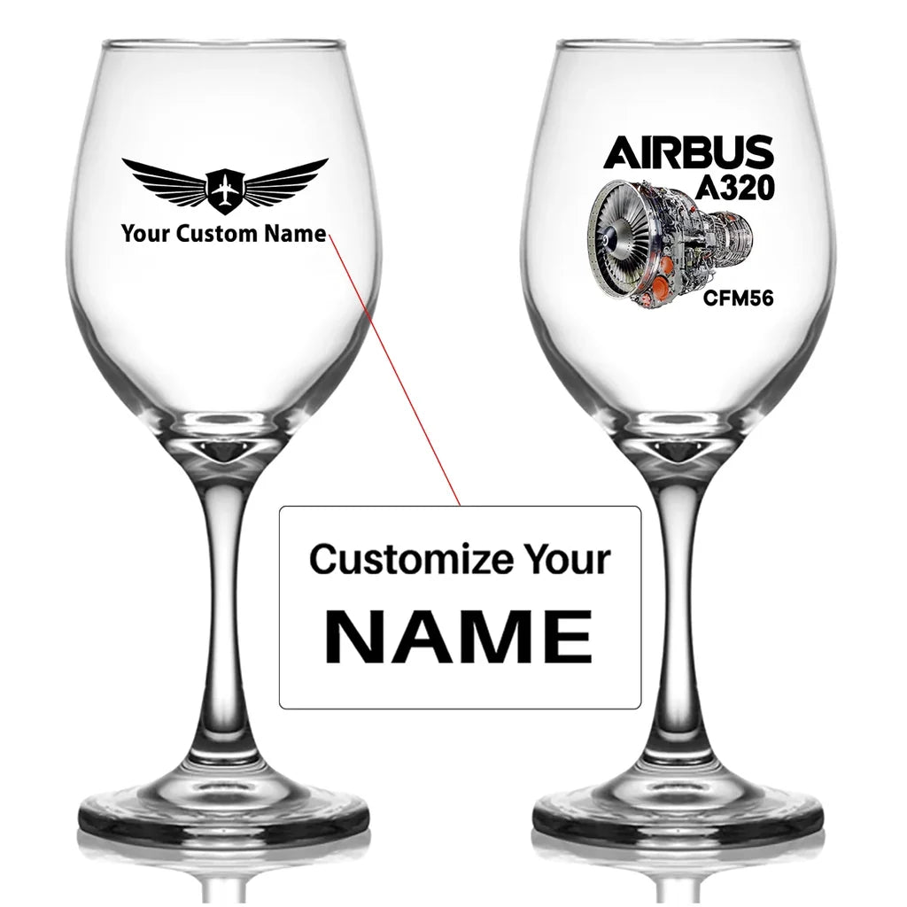 Customisable Airbus A320 Wine Glass