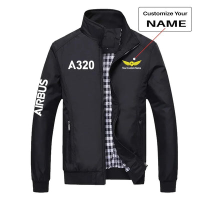 Airbus A320 Flat Text aviation design printed on modern shell with tailored fit stylish jacket.