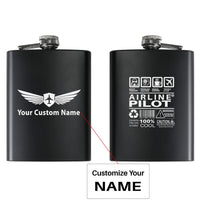 Thumbnail for Airline Pilot Label aviation design on stainless hip flask, compact pocket-size flask.
