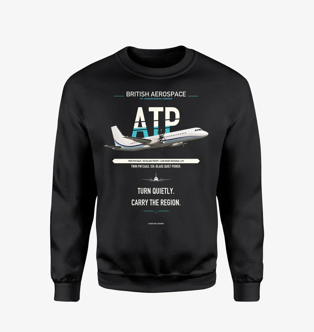 British Aerospace ATP design on black sweatshirt