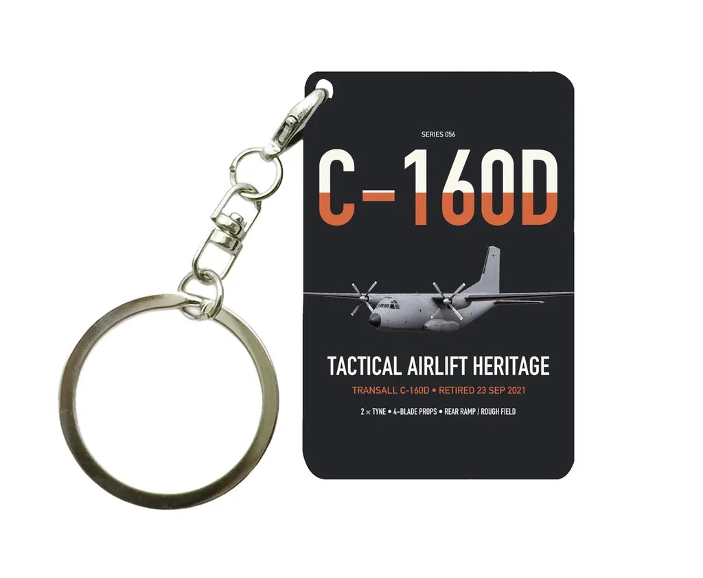 Transall C-160D design on black designed key chain, double-side print