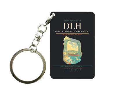 Duluth International Airport (DLH) design on black key chain