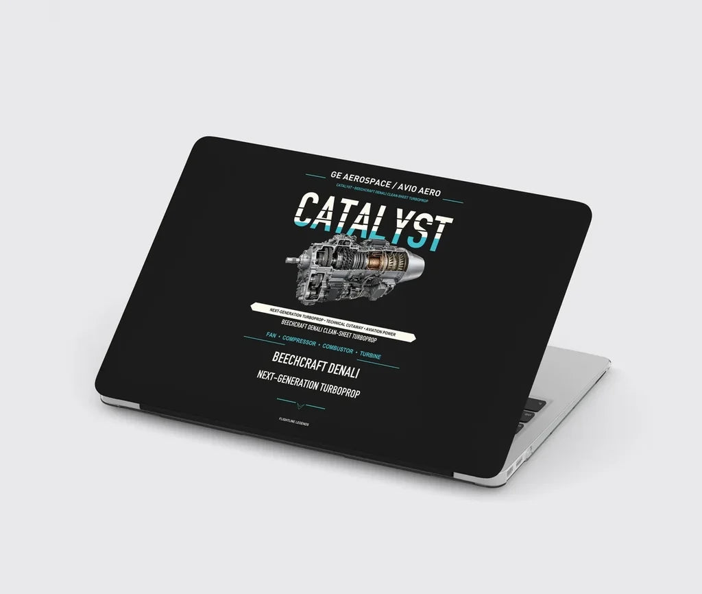 CATALYST design on black MacBook case