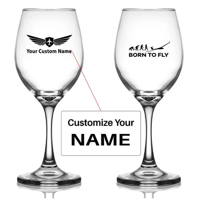 Customisable Born to Fly Wine Glass