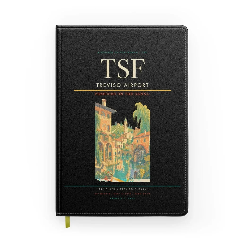 Treviso Airport (TSF) design on black notebook