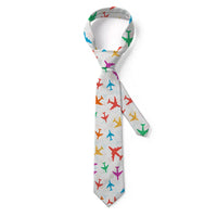 Thumbnail for Cheerful Seamless Airplanes aviation design on premium silk blend tie.