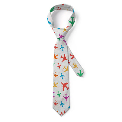 Cheerful Seamless Airplanes aviation design on premium silk blend tie.