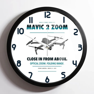 DJI Mavic 2 Zoom design on white framed wall clock