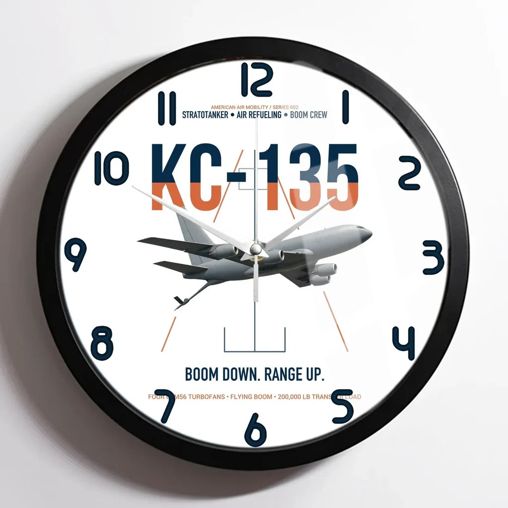 KC-135 STRATOTANKER design on white framed wall clock