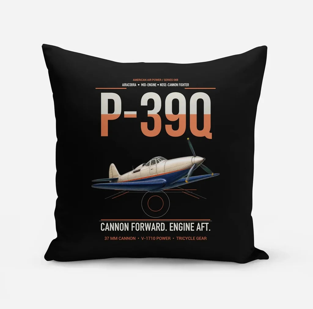 P-39Q Airacobra design on black pillow
