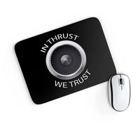 Thumbnail for In Thrust We Trust aviation design on neoprene with anti-slip base mouse pad.