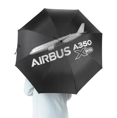 The Airbus A350 WXB aviation design on windproof polyester umbrella.
