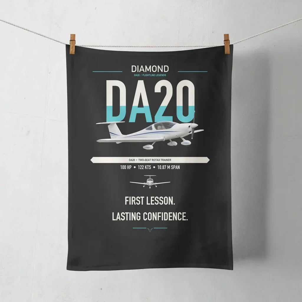 Diamond DA20 design on black towel