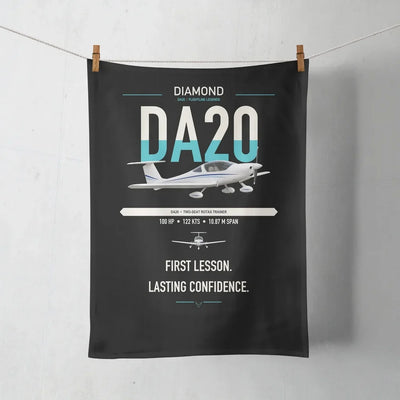 Diamond DA20 design on black towel