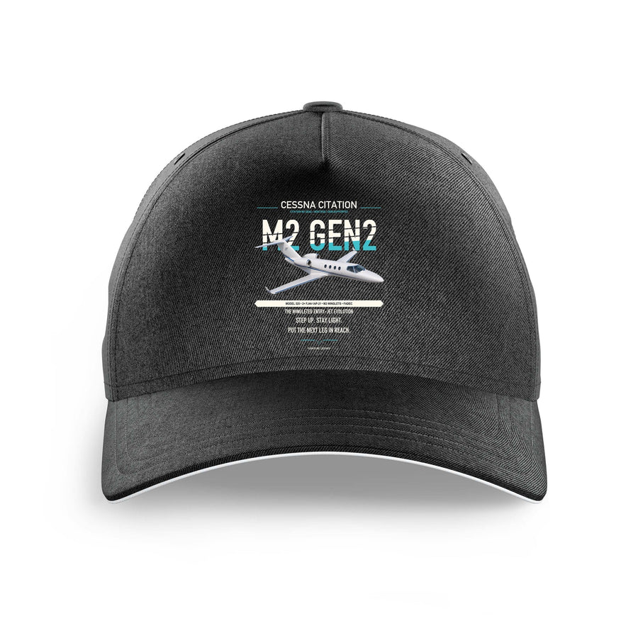 Cessna Citation M2 Gen2 design on black printed hat