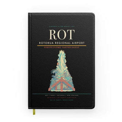 Rotorua Regional Airport (ROT) design on black notebook