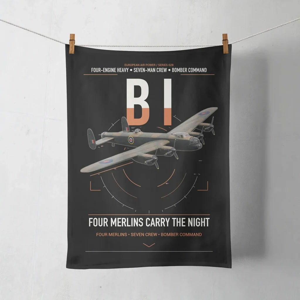Avro Lancaster B I design on black towel