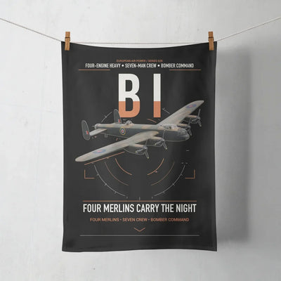 Avro Lancaster B I design on black towel