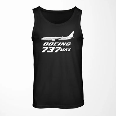 The Boeing 737Max aviation design on breathable cotton tank top.