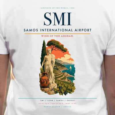 Samos International Airport (SMI) double-side t-shirt design close-up cover