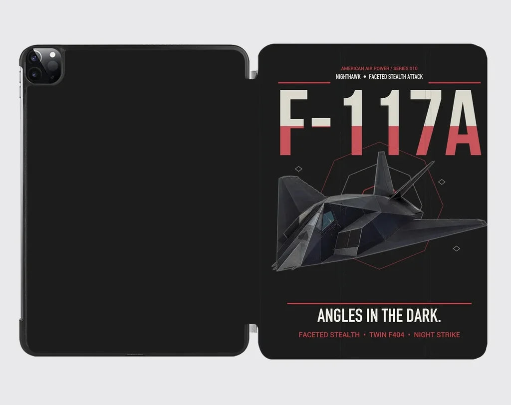 F-117A Nighthawk design on black ipad tablet case
