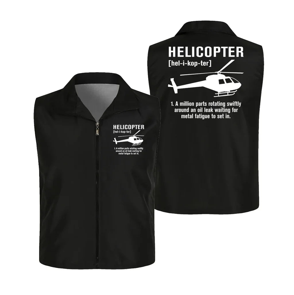 Helicopter [Noun] Thin Style aviation design printed on lightweight shell with sleeveless design thin vest.