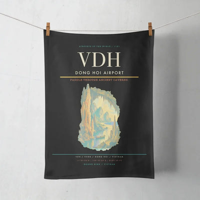 Dong Hoi Airport (VDH) design on black towel