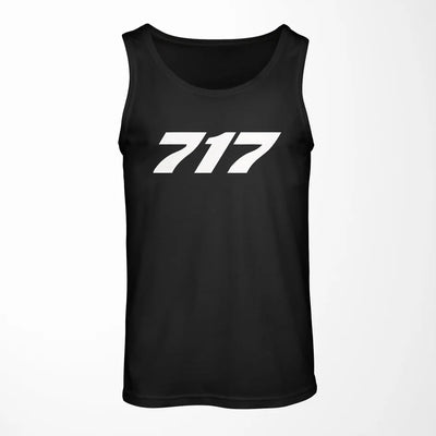 Boeing 717 Flat Text aviation design on breathable cotton tank top.