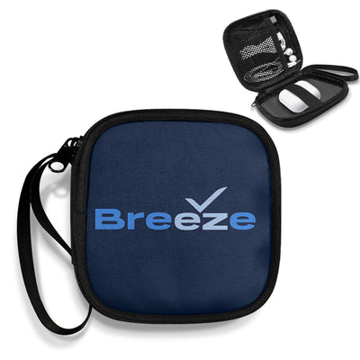 Breeze Airways Portable aviation print portable headphone bag, padded polyester.
