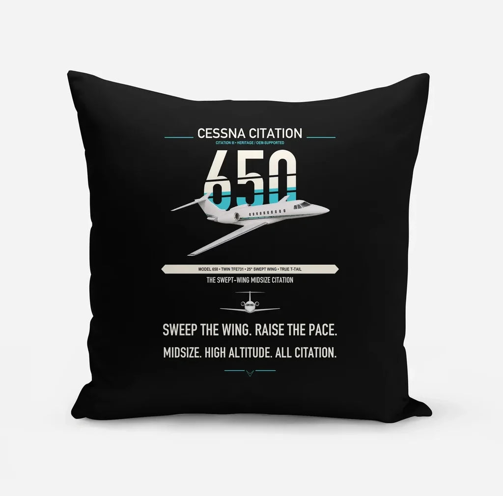 Cessna Citation 650 - Citation III design on black pillow