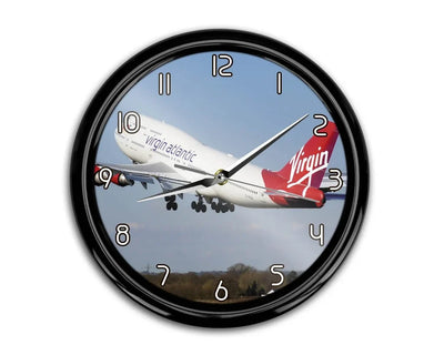 Virgin Atlantic Boeing 747 aviation themed wall clock, premium wood and metal.