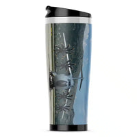 Thumbnail for Face to Face with Airbus A400M aviation design on travel mug no-holder, insulated double-wall.