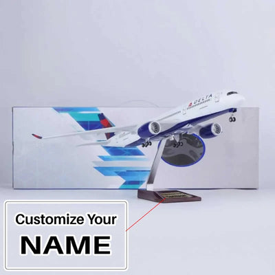 Side view of Delta Airline Airbus A350 Airplane Model (1/84 Scale - 47CM) aviation LED model airplane in diecast metal with L.