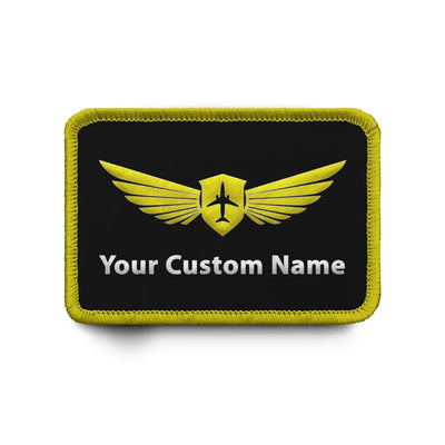 Custom Name (Badge 2) & Embroidered aviation design patch in embroidered fabric.