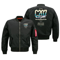 Thumbnail for Cessna T207A Stationair 8 design on black bomber jacket, double-side print