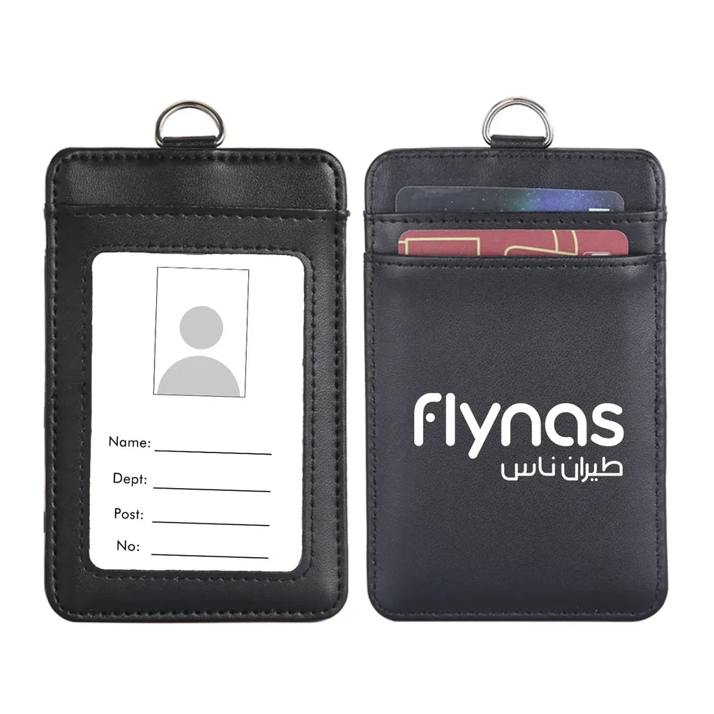 Flynas Airlines aviation design ID card holder, faux leather construction.