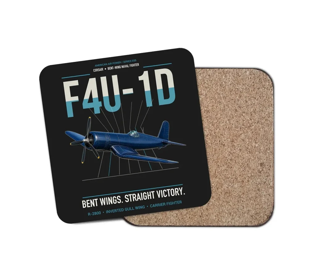 F4U-1D Corsair design on black 1 piece coaster