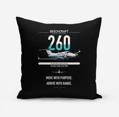Beechcraft King Air 260 design on black pillow