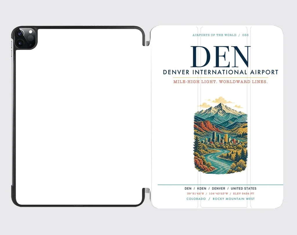 Denver International Airport (DEN) design on white ipad tablet case