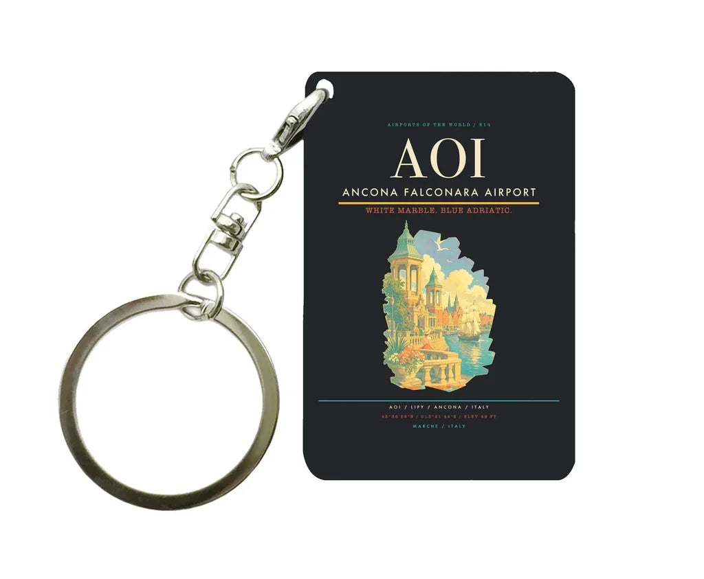 Ancona Falconara Airport (AOI) design on black key chain