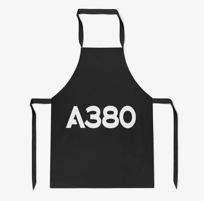 Airbus A380 Flat Text aviation design on durable cotton blend kitchen apron.